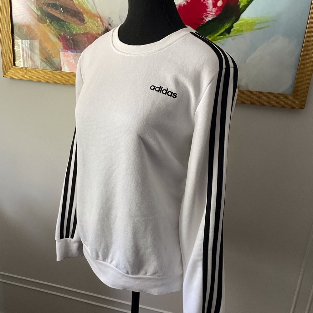 adidas White Sweatshirt with Black Stripes